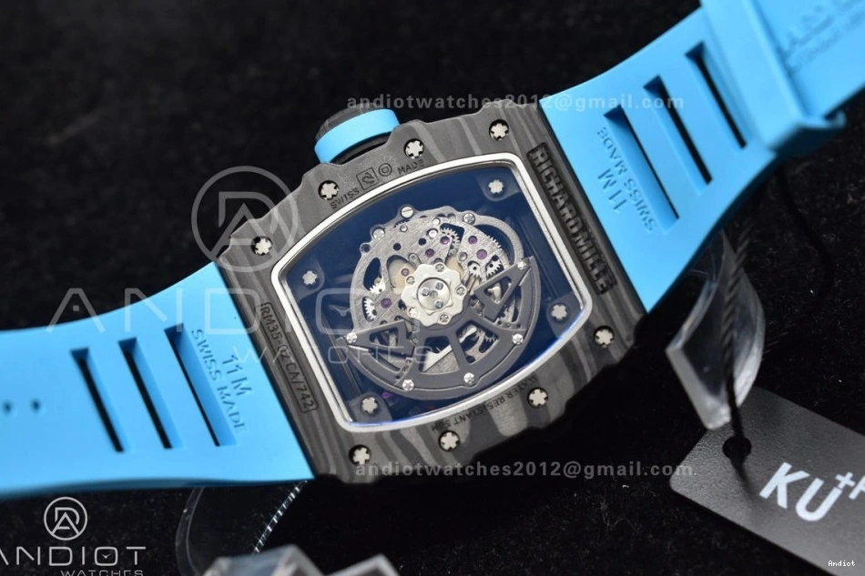 Best Red Dial Rubber Edition KUF Blue on Skeleton MIYOTA8215 RM035-02 Strap 0308